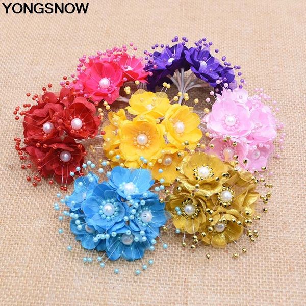 

18/36/72pcs fake artificial silk flower bouquet bride flower with pearl wedding decoration diy wedding bouquests craft