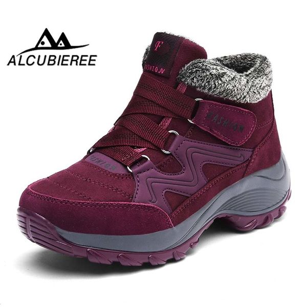 

women snow boots winter shoes warm plush krasovki ankle boots nice brand female casual shoes wedge snow waterproof, Black