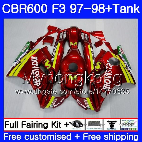 Karosserie + Tank für HONDA Movistar Red Hot CBR 600 FS F3 CBR600RR CBR 600F3 97 98 290HM.10 CBR600 F3 97 98 CBR600FS CBR600F3 1997 1998 Verkleidungen
