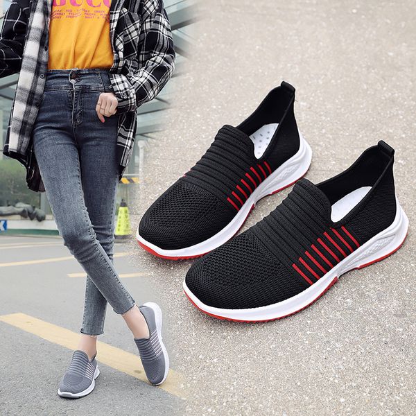 

women shoes summer net shoes breathable woven casual korean version of joker tide old beijing cloth mother, Black