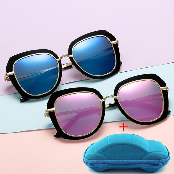 

long keeper sunglasses kid cat eye baby girls boy polarized mirror children sun glasses with case metal uv400 fashion eyeglasses gwnbl, Blue