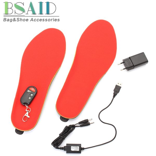 

bsaid electric heated insoles adjustable temperature feet warmer heater, women men usb/plug heating shoe foot pad winter inserts, Black