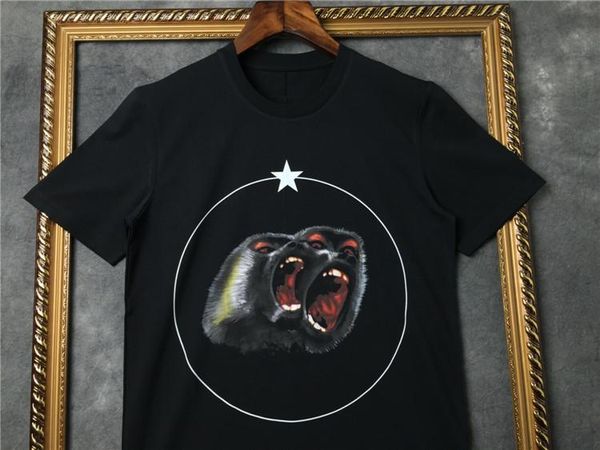 

19ss summer men designer brand tshirt clothing short sleeve t-shirt roar orangutan monkey circle star tshirt untee cotton, White;black