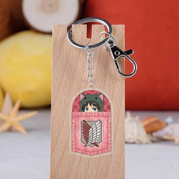 

cosaner attack on titan fashion anime acrylic key chains cartoon keyring keychain pendant keyholder gifts, Silver