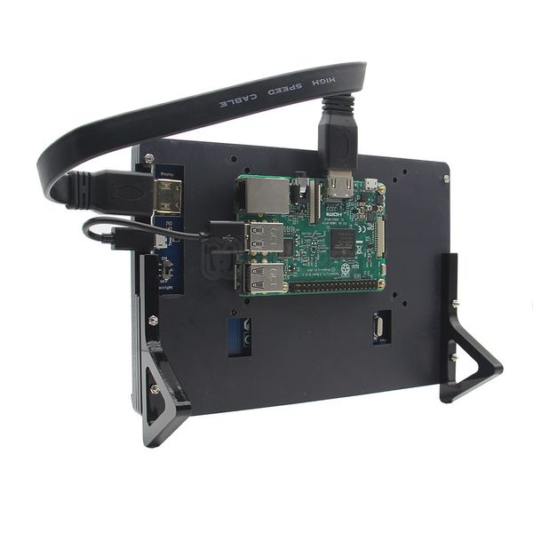 Freeshipping Raspberry PI 3 Modelo B 7 Polegada 1024 * 600 TFT Capacitivo Tela de toque + Stripander Acrílico + Cabo HD-MI + Kits de Cabo USB