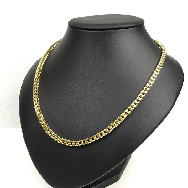 

new product explosion type double-sided dual-use lattice bright flat necklace stainless steel gold-plated ornaments, Silver