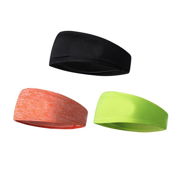 

elenxs polyester elastic yoga headband solid color breathable absorb sweat sports kerchief sweatband, Yellow;black