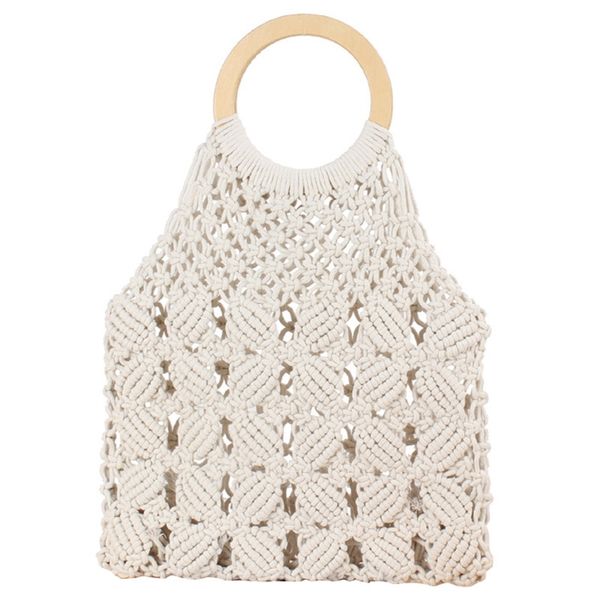 

ljl-rattan cotton rope hollow straw woven beach bag without lining storage bag fashion women's totes fashion shoulder bags