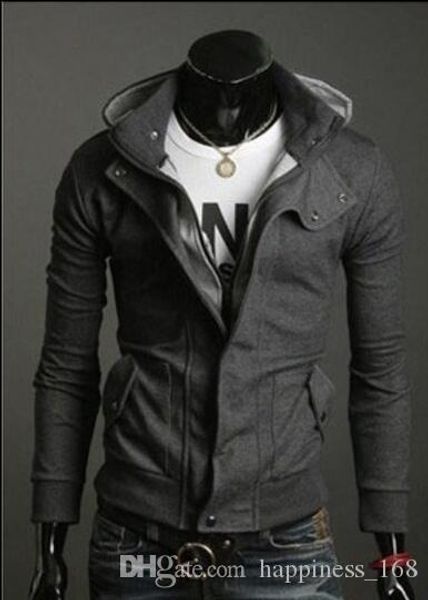 

fashion men jackets christmas outerwear stylish slim fit hoodie jacket cotton blend male 4 sizes black grey, Black;brown