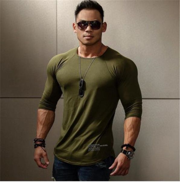 

slim solid color mens designer tshirts casual letter skinny sport elasticity long sleeved crew neck pullover tshirts fashion mens tees, White;black