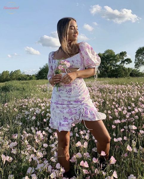 

stylish chic purple floral print lace up summer cuff mini dress elegant women backless strapless dresses casual vestidos, Black;gray