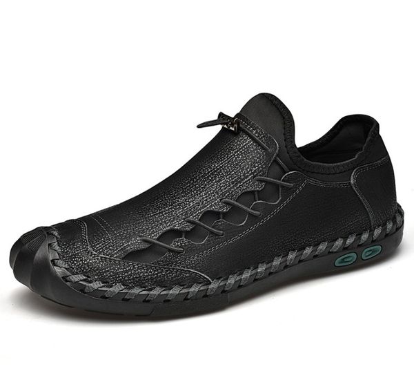 

fashion men casual male shoes leather italian designer loafers moccasins male lace up wedding shoes big size 38-48, Black