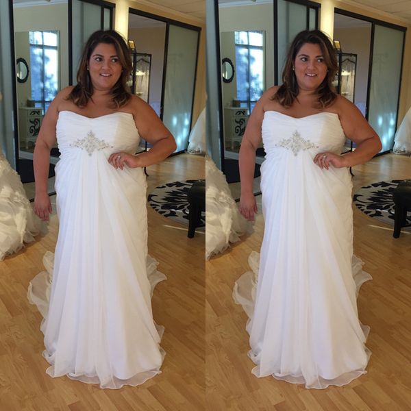 

new design plus size wedding dress sweetheart chiffon a line wedding gowns handmade lace-up beads bridal dresses custom made, White