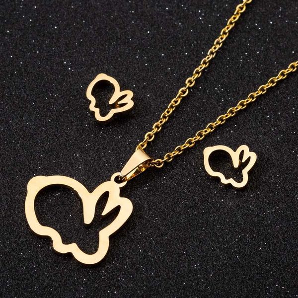 

stainless steel cute animal pendant insect gold necklace pendant chains on the neck fashion jewelry necklace set womens, Silver