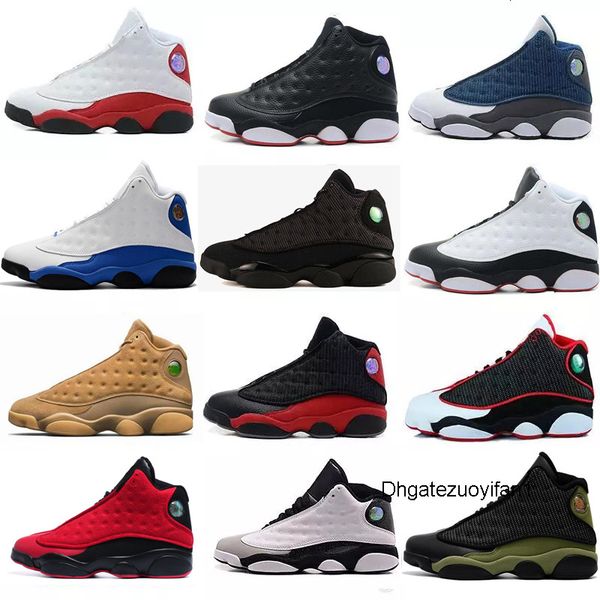 

13 13s men women basketball shoes bred black white red chicago's flints 13 grey hologram history of flight sneakers