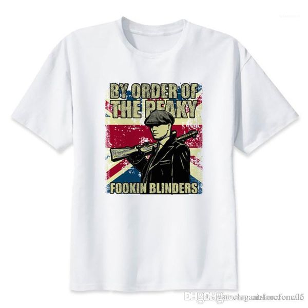 

fashion short sleeve designer printed mens summer tshirts peaky blinder print mens casual clothes homme, White;black