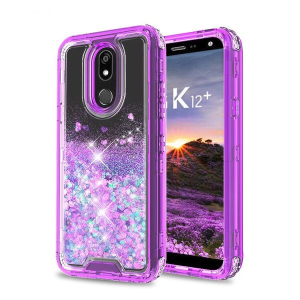 3in1 Glitter Liquid Case para Galaxy S20 Note20 11Max Pro iPhone 11/6/7/8 6Plus / 8Plus / X / XR / XS Max A20 A30 K51 Híbrido Heavy Duty Case