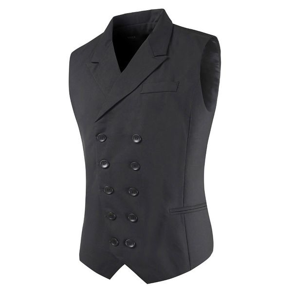 

fashion men double breasted vintage waistcoat formal business work vest, Black;brown