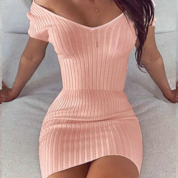 

women casual bodycon short sleeve evening party cocktail mini dress off shoulder deep v xrq88, Black;gray