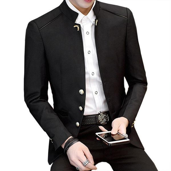 

new luxury stand collar suits casual party business blazer formal marry blazer autumn winter clothes terno masculino jacket, White;black