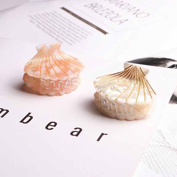 

korea handmade acetate cartoon shell kids children girls hairpins hair clips hair head wear accessories-gmkhrp008c5, Slivery;white