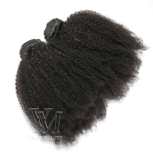 

vmae peruvian virgin hair afro kinky curly weft natural color soft 3 bundles 4c curly unprocessed human hair weaves extensions, Black