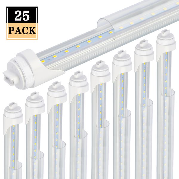 

25pcs r17d 8ft led bulb 8ft 48w rotatable,replacement 100w fluorescent lamp shop lights, 8ft, dual-ended power, cold white 6000k,clear cover