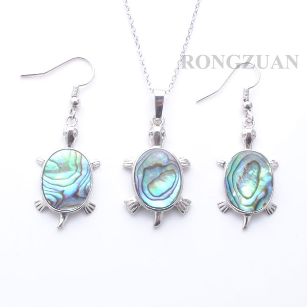 

new zealand abalone shell materials earrings pendant beads tortoise shaped lucky jewelry set for women easter day gift dq3095, Silver