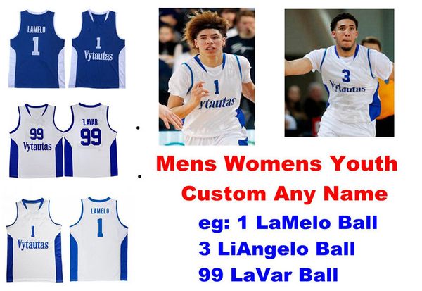 

lithuania prienu vytautas jersaeys mens 1 lamelo ball jersey 3 liangelo ball 99 lavar ball new basketball jerseys customize stitched, Black