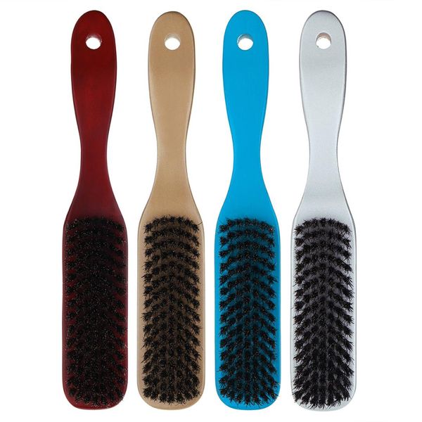 

1pc men boar hair bristle beard mustache brush hard long handle comb easily smooths styles hair tslm1, Silver