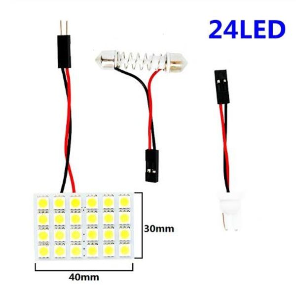 

12 15 24 smd 5050 led auto panel light reading dome bulb car interior roof map lamp with t10 w5w c5w c10w festoon 2 adapter base