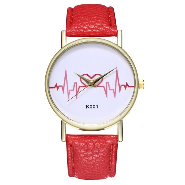 

1 pc pu couple ecg student leather quartz watch, Slivery;brown