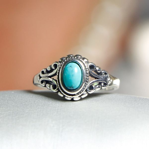 

elegant quality 925 rings adjustable vintage turquoise ring 925 sterling silver ring for women 925 jewelry, Slivery;golden