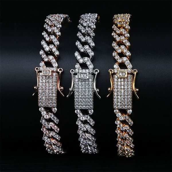

европейский и американский стиль роскошь изысканный высокое качество bling циркон микро проложили цепь 18k позолоченные геометрические хип-х, Black