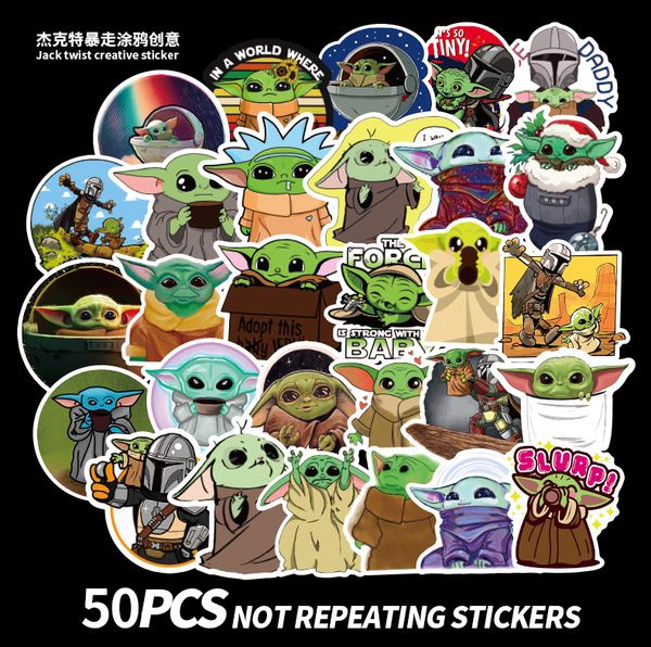 

50 pc mixed car ticker baby yoda war for tar kateboard laphelmet ticker pad bicycle bike motorcycle p 4 notebook guitar pvc decal