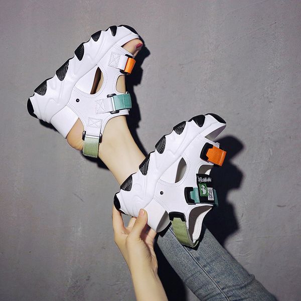 

sports women's sandals increasing height muffins shoe high heels all-match suit female beige espadrilles platform shoes, Black