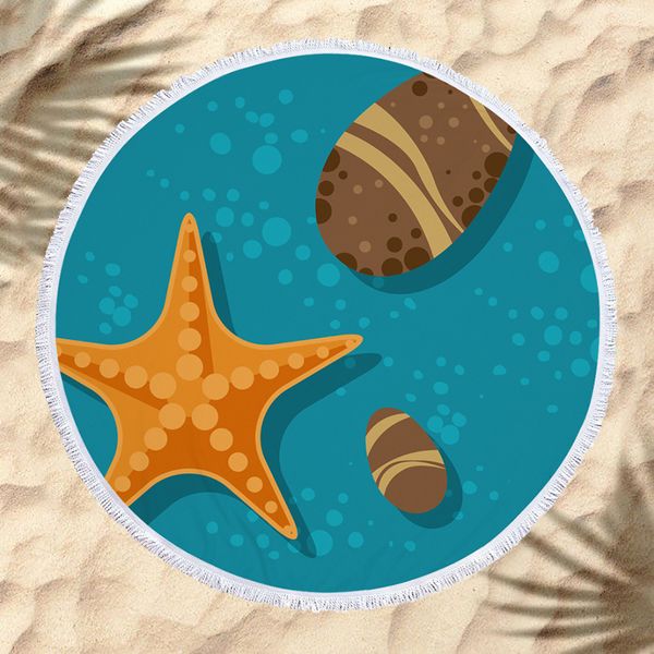 

round beach towel for kids microfiber starfish drink slippers large summer towel cartoon summer 150cm picnic mat blanket