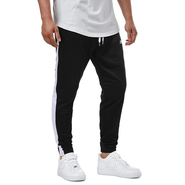 

mens designer middle white sports casual running pants leggings, Black