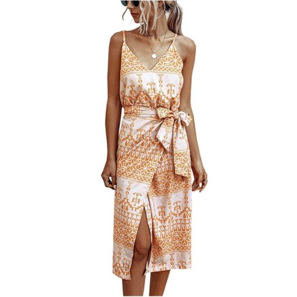 

casual dresses dress printed bandage sling summer beach holiday split, Black;gray