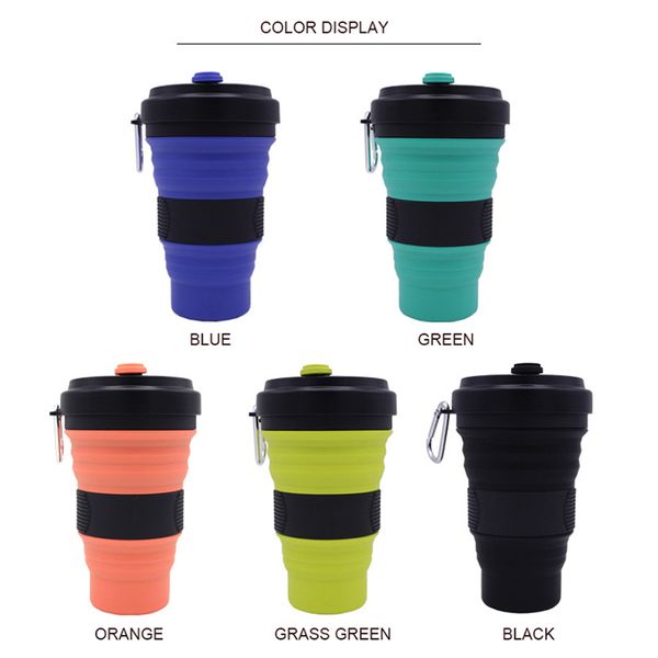 

2020 new 550ml folding silicone cup sports water bottle bicycle water cup telescopic drinking collapsible cup with lids