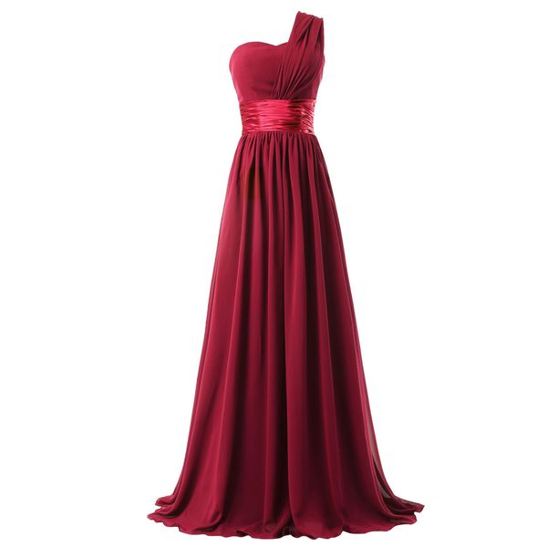 

graceful maid of honor dresses burgundy long chiffon bridesmaid dresses bodice pleated skirt one shoulder bridesmaid dresses, White;pink