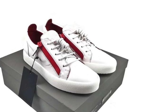 

new 2019 mens womens black leather with canvas patchwork low double zip sneakers,brand casual shoes 35-46 drop shipping m156602