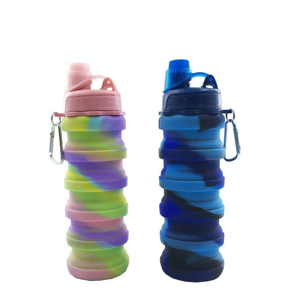 

creative camouflage water bottle silicone fold telescopic tumbler sports drinks cups fit hiking camping equipment 500ml 18 6lj e1