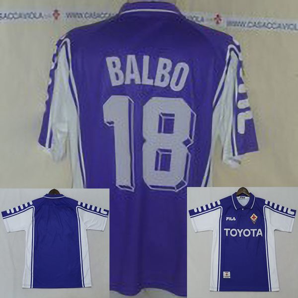 

1999 2000 RETRO Fiorentina soccer jersey 99 00 BATISTUTA RUI COSTA BALBO TAROZZI camicia vintage Maglia da calcio AC purple football shirt