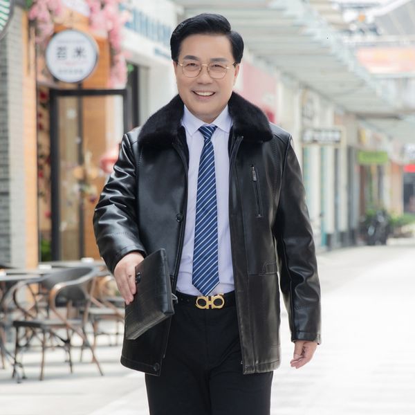 

winter fur jacket for men 5 x  thick fur wool jacket synthetic long-haired-leg, Black