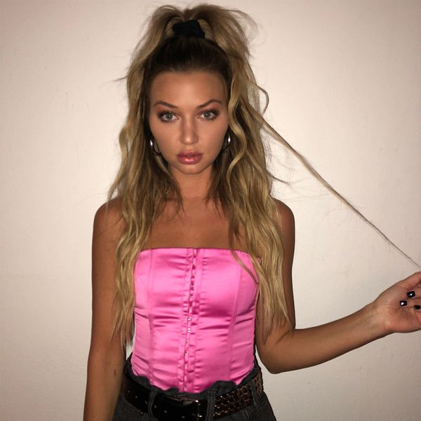 

women strapless backless bodycon back lace up hollow out fashion t shirt solid color summer short tee, White
