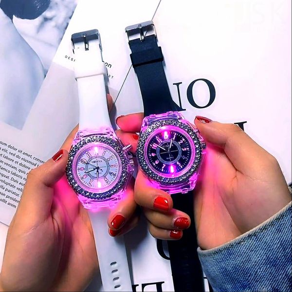 

fashion light watch wristband luminous watches casual silicone men women glowing led lights girls clock wrist watch gift