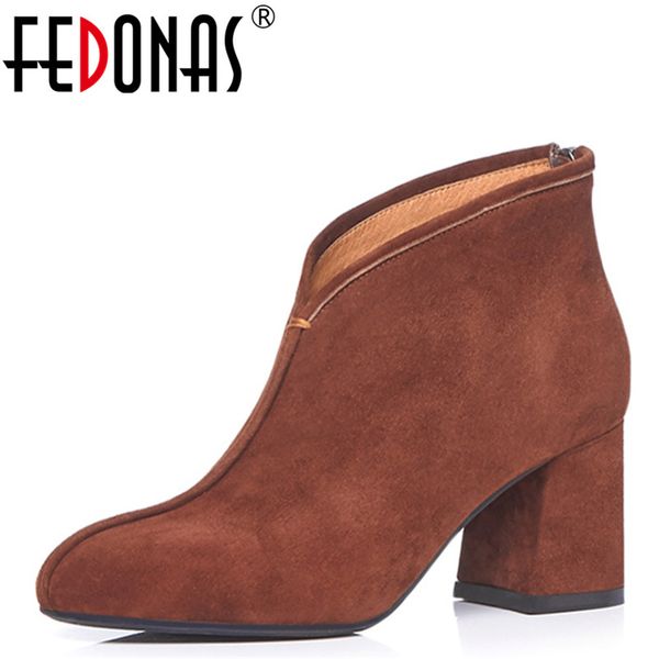 

fedonas brand womens boots new autumn winter fashion shoes woman round toe retro ladies shoes female ankle boots, Black