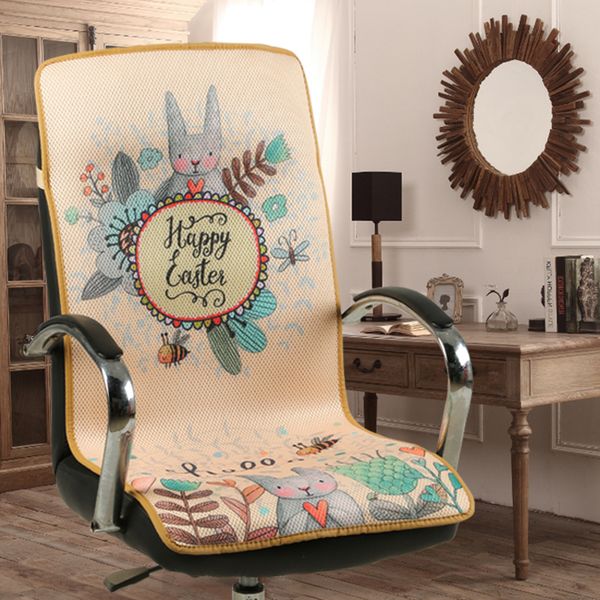 

summer ice silk chair cover office siamese seat mat computer chair cushion cool breathable machine washable 3d cover