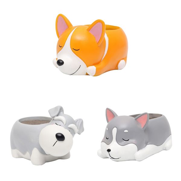 

3pieces adorable dog succulent planter succulent plants pot decor crafts